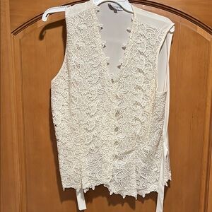 White Lace Buttoned Blouse
